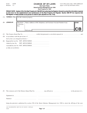 Change of by Laws Form 15CB Land and Property Information Lpi Nsw Gov