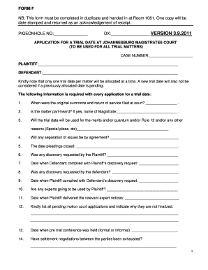 JusticeCourtsJohannesburg Magistrate&#039;s Court Civil SectionHome  Form