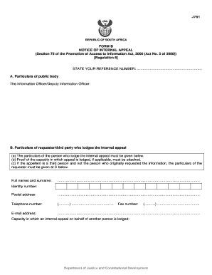 Form B Notice of Internal Appeal