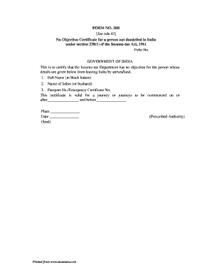 FORM NO 30B See Rule 43 No Objection Certificate for a Person Incometaxindiapr Gov