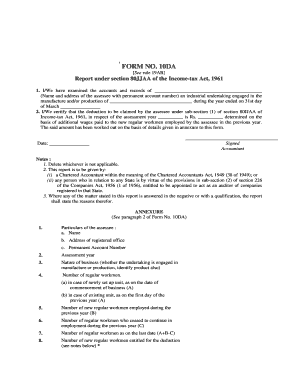 Form 10da in Excel Format