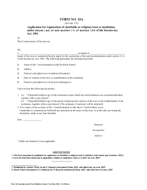 Form 10a in Excel