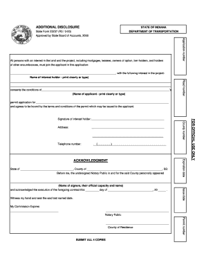 ADDITIONAL DISCLOSURE FORM State of Indiana State in