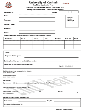 Exam Form