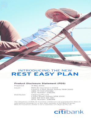 Citibank Rest Easy Policy  Form