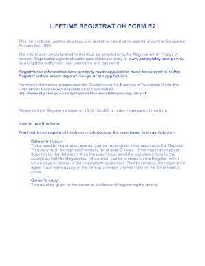  Lifetime Registration Form 2002-2024