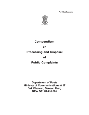 Compendium on Processing and Disposal of Public Bb India Post Indiapost Gov  Form