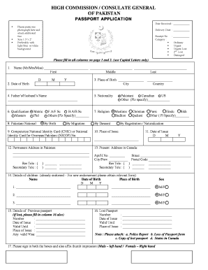 Pakistani Passport Application Form PDF