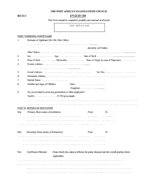 How to Fill Waec Form