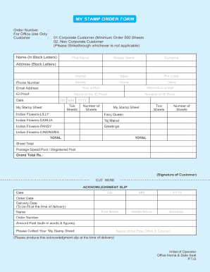 My Stamp Application Form