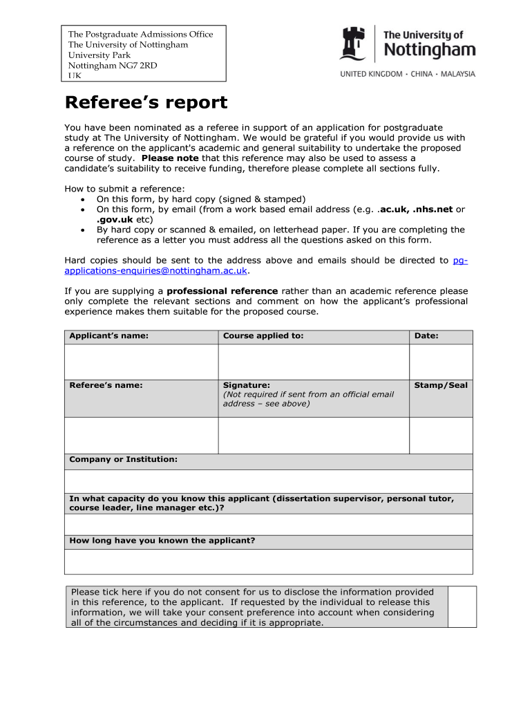 Nottingham Referees Report  Form