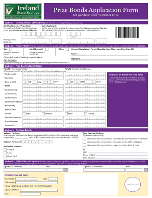 Prize Bonds Application Form