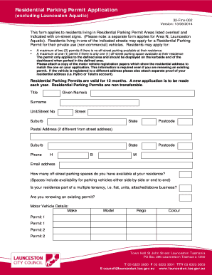  Parking Permit Launceston 2014