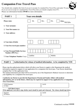 Ireland Travel Pass  Form