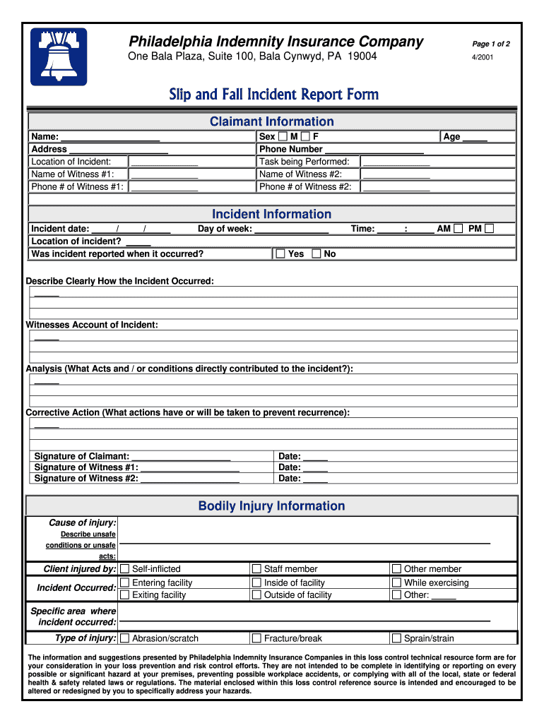  Incident Report Patient Fall Sample 2001-2024