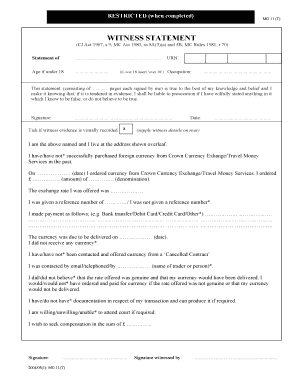 Witness Statement Form MG11T CCE PDF Format Devon