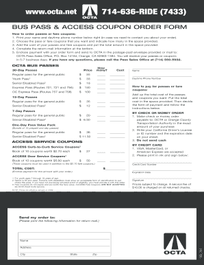 Oc Bus Promo Code  Form