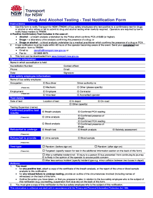 Drug and Alcohol Test Form PDF