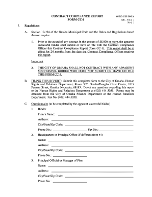 CONTRACT COMPLIANCE REPORT FORM CC 1 I City of Omaha Cityofomaha