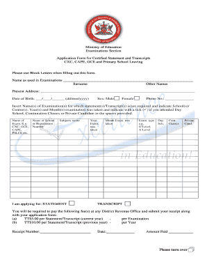 Transcript Application Form