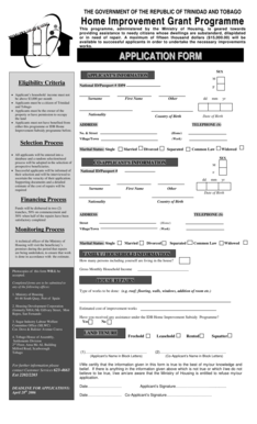Home Improvement Grant Application Form Trinidad