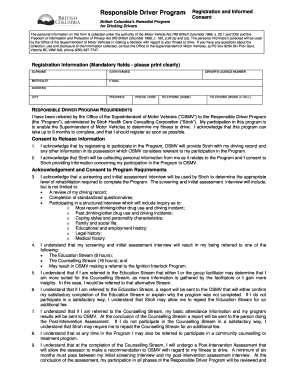 Responsible Driver Program Registration and Informed Consent