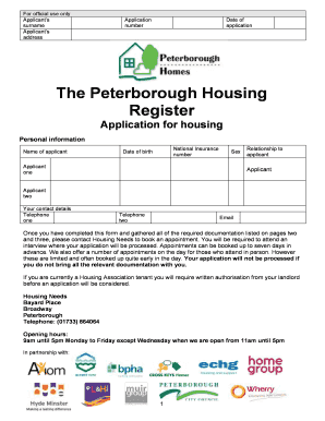 Peterborough Housing Register  Form
