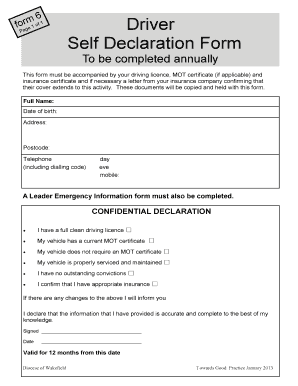 Self Declaration Form Punjab for Driving Licence PDF Download