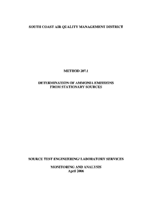 Method 207 1 Determination of Ammonia Emissions Aqmd  Form