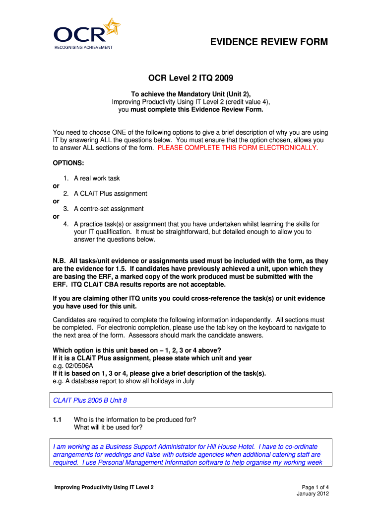Vision2learn Essential it Skills Level 2 Assessment Answers  Form
