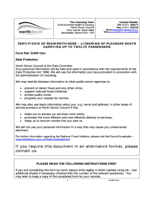 Seaworthiness Certificate Sample  Form