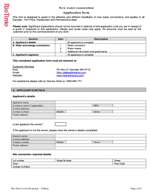 New Water Connection Application Form PDF