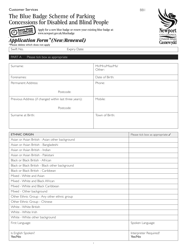 Blue Badge Application  Form