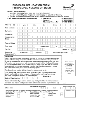  Bus Pass Application 2006-2024