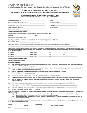 Maritime Declaration of Health Form