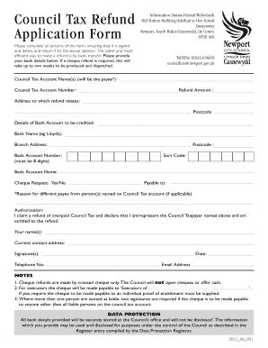 Council Tax Refund Application  Form