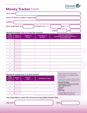 Devon Money Tracker Online Not Working Form