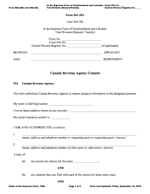 Form 56A 58A Canada Revenue Agency Consent