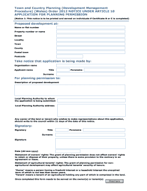 Uk Planning Application Permission  Form