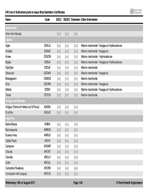 Ihr List of Authorized Ports to Issue Ship Sanitation Certificates  Form