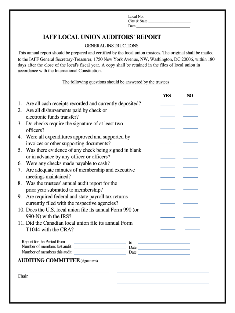 Iaff Audit Form