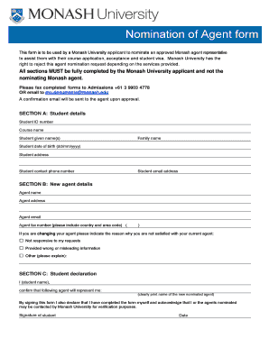 Monash Agent Nomination Form