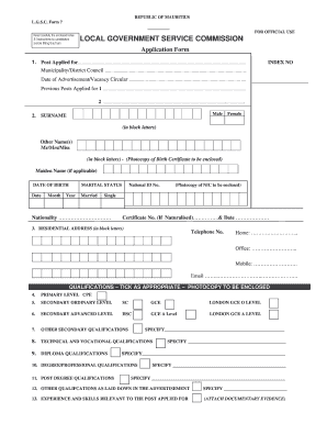 Local Government Service Commission  Form