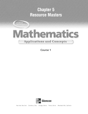 Chapter 5 Resource Masters Mathematics Applications and Concepts Course 1  Form