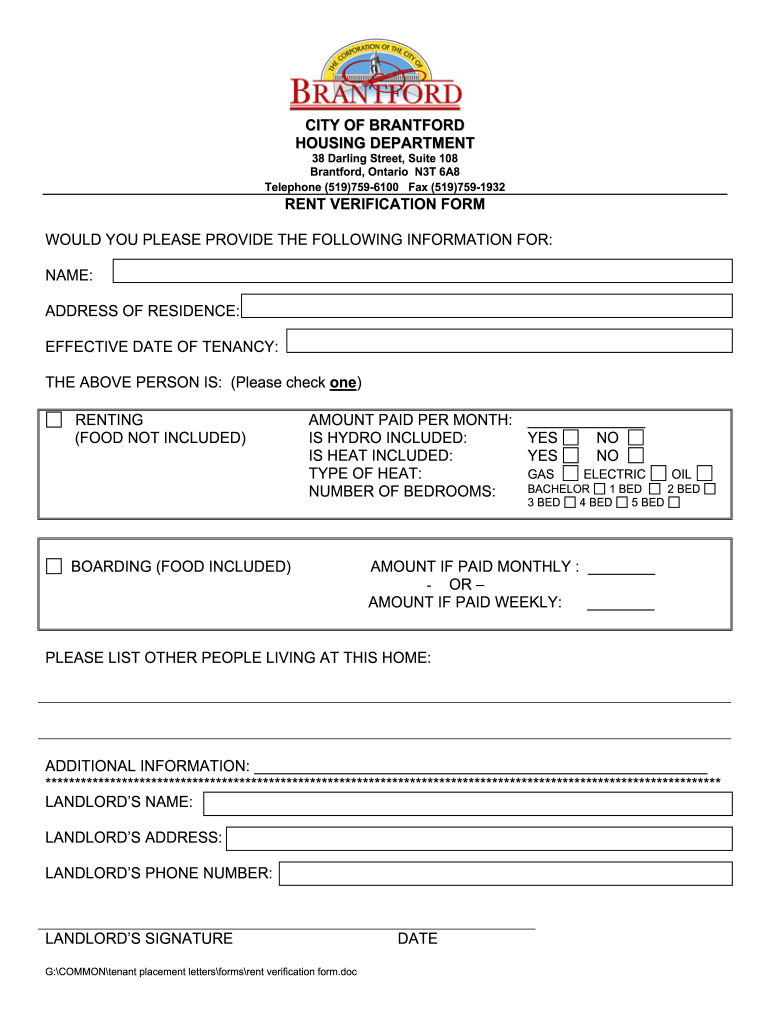 Rent Verification Form
