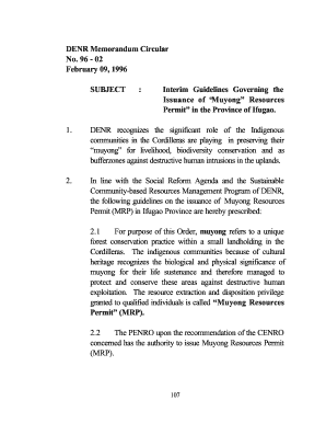 DENR Memorandum Circular No 96 02 February 09, Denr Gov  Form