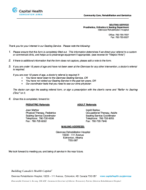 Seating Clinic Referral Form