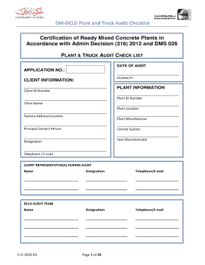 Warehouse Checklist  Form