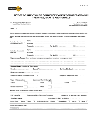 Excavation Notification  Form