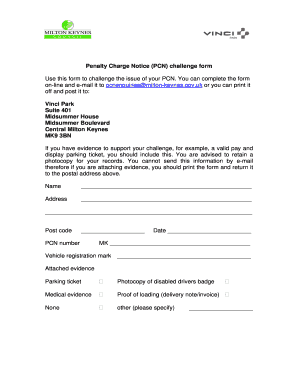 Charge Notice Challenge Form Milton Keynes Council
